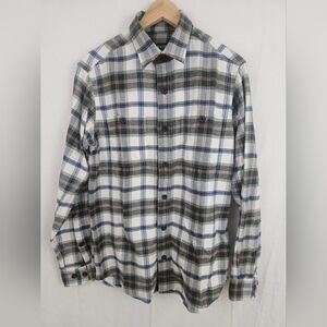 EUC Orvis M Perfect Flannel Shirt Plaid Green Blue Classic Fit Button Up